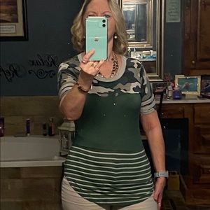 Comfy cotton blend camp accented shirt